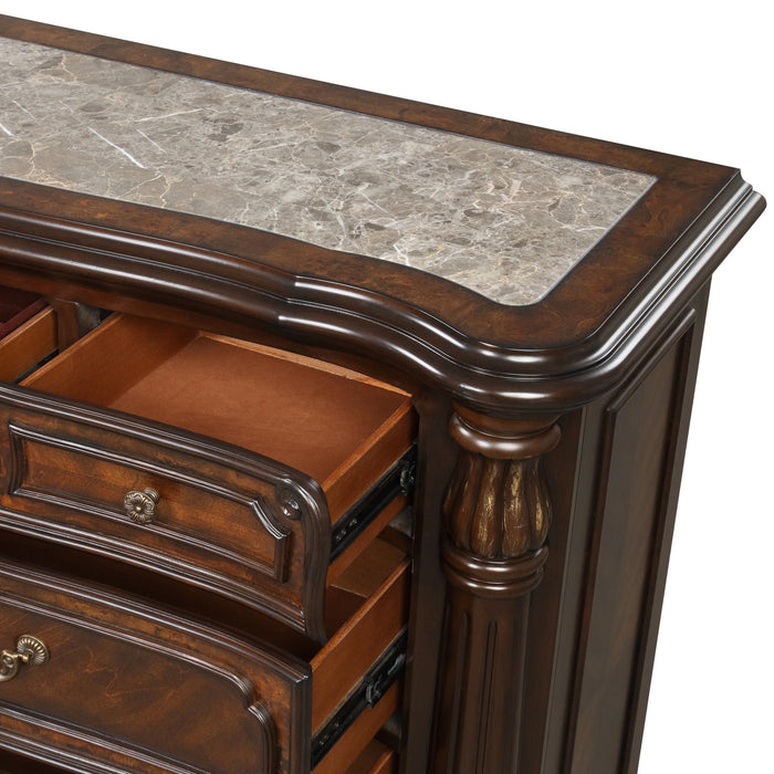 Bella Notte Dresser / Server Mirror- Mahogany Brown