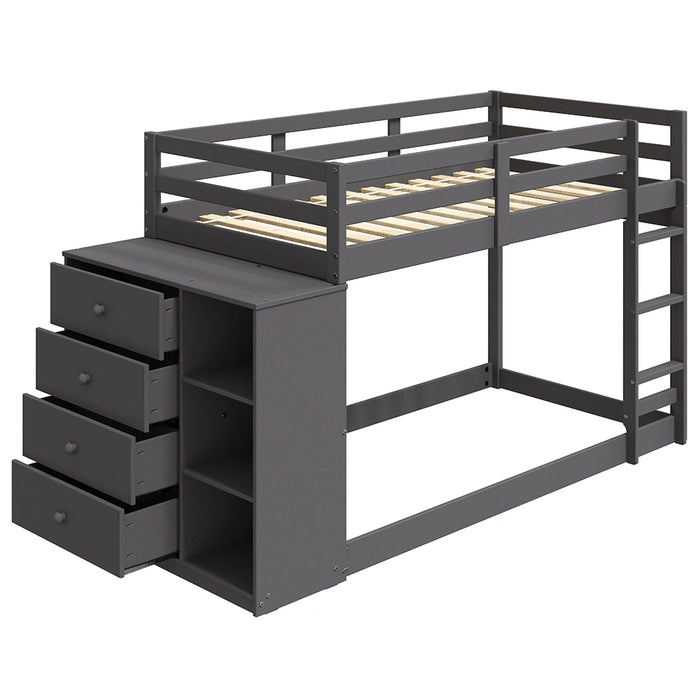Bunk Bed (T/T) w/4 Drawers & 3 Compartments