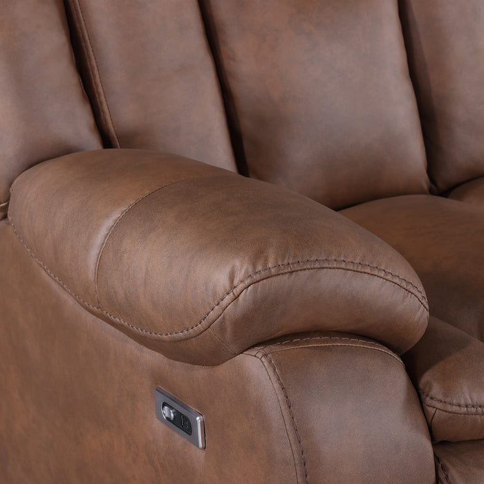 Morello Console Loveseat W/Pwr Fr-Brown