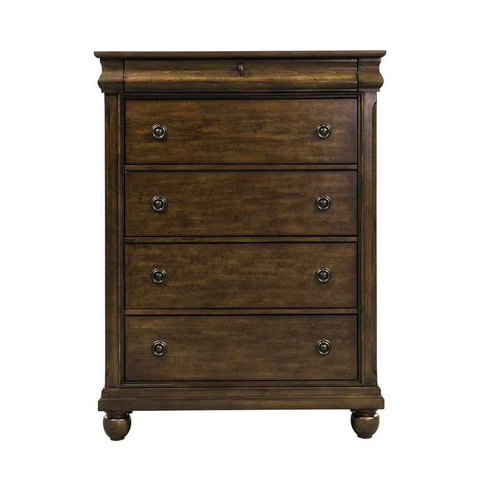 Rustic Traditions King California Sleigh Bed, Dresser & Mirror, Chest, Night Stand image