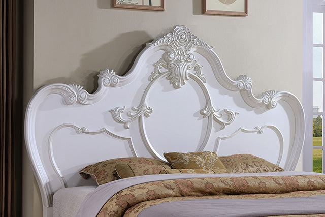Roselli E.King & Queen Bed White & Chrome