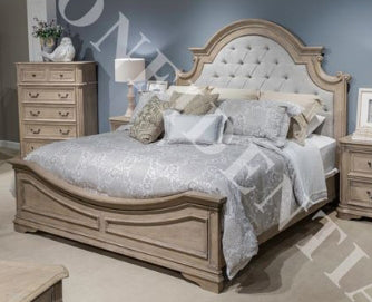 Liberty Furniture Magnolia Manor II Queen Upholstered Panel Bed in Weathered Bisque image