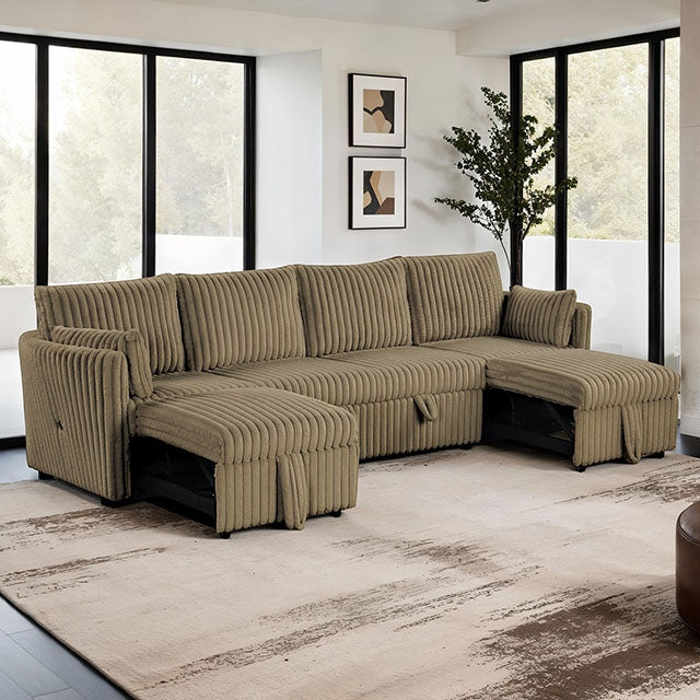 Denholme U-Sectional w/ Pull Out - KC Furniture Outlet (Bakersfield,CA)