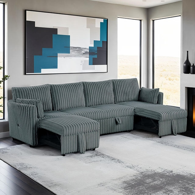 Denholme U-Sectional w/ Pull Out - KC Furniture Outlet (Bakersfield,CA)